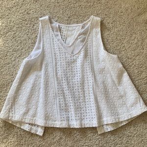 White Lace Cutout Tank Top